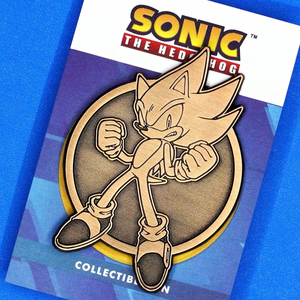 Sonic the Hedgehog Super Sonic Limited Edition Gold Emblem Enamel Pin Figure