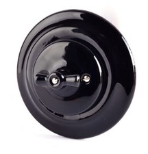 Porzellan Ein-Aus-Schalter Unterputz  Vintage Retro Loft Keramik schwarz