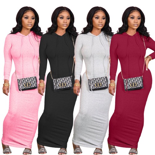 bodycon hooded maxi dress