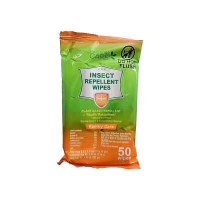 PERSONAL CARE INSECT   REPELLENT WIPES DEET-FREE PLANT BASED FORMULA 1 Pack