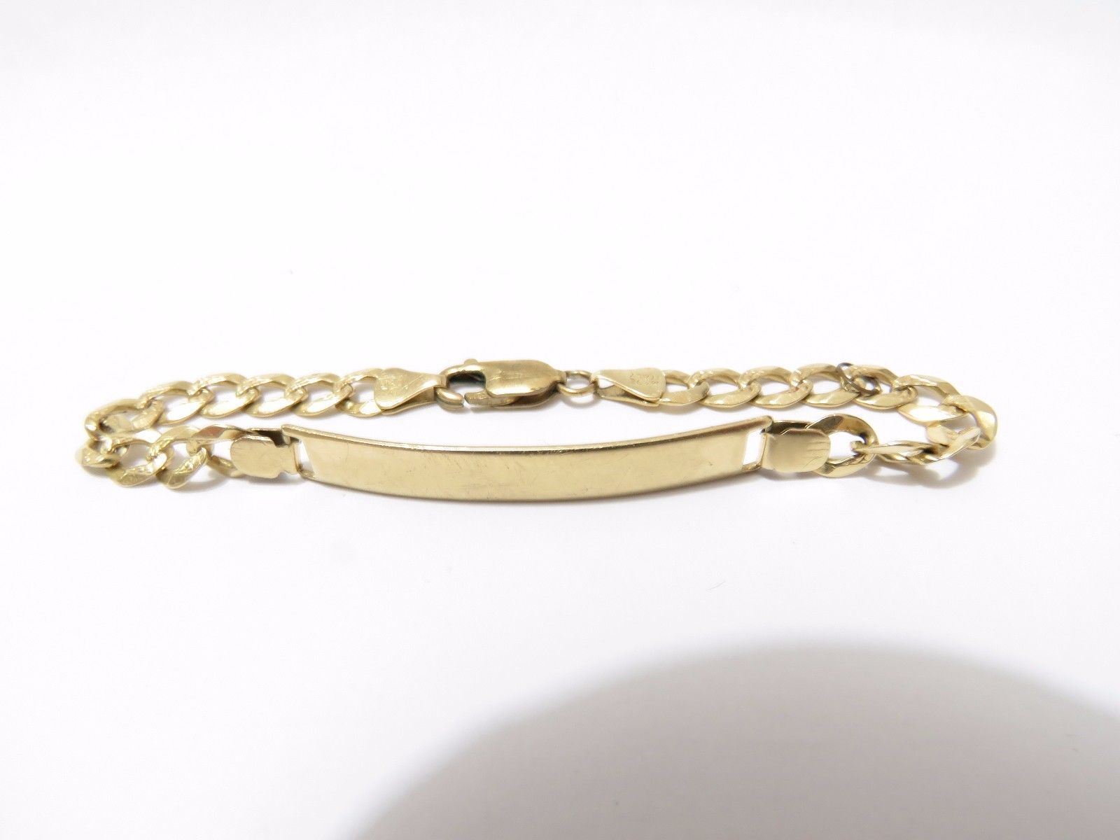 14k Yellow Gold Identification ID Bracelet Italian 7" Gem