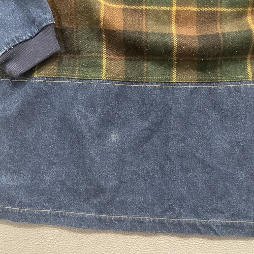 Vintage Ruff Era Shacket Mens Large Plaid Denim 90s Sweater Collared Skate Baggy - Picture 8 of 13