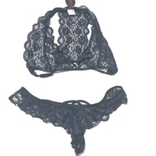 AvidLove Lingerie Set XL Lace Bralette Bra Matching Panties Babydoll Strappy New