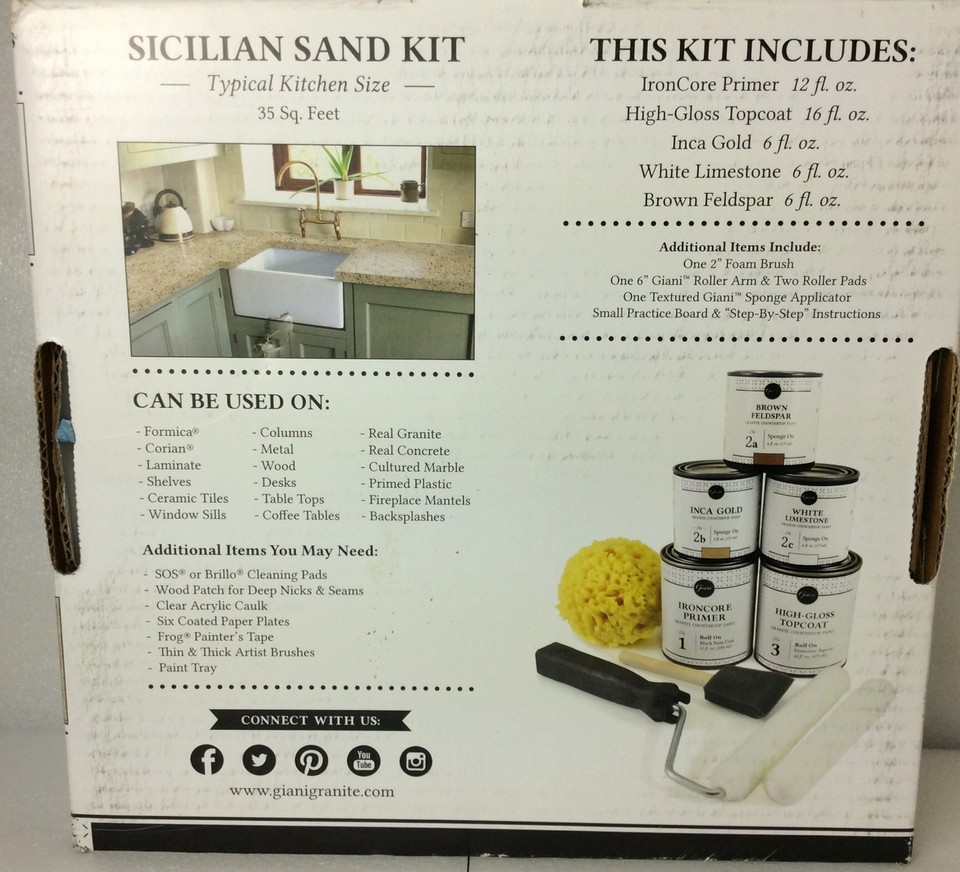 Giani Granite Countertop Paint Kit, Sicilian Sand Kit, Complete 35 SQFT