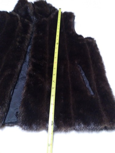 Giacca Womens Sleeveless Black Brown Faux Fur Reversible Full Zip Vest L - Picture 9 of 9