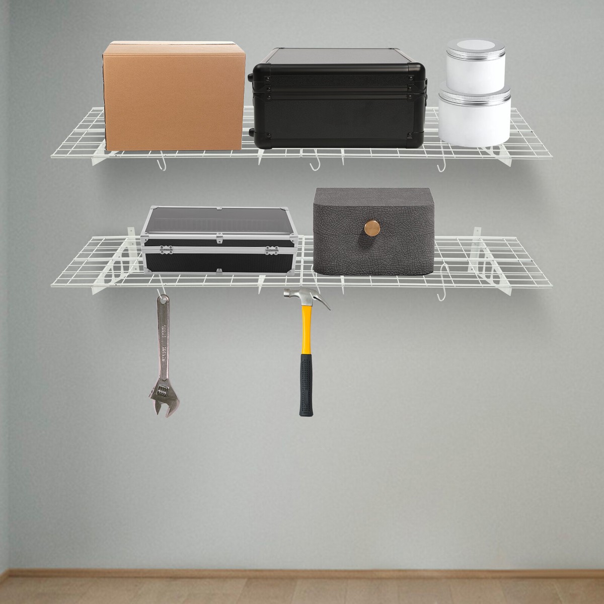 2 Packs Heavy Duty Garage Storage Rack Mesh Surface With 4
