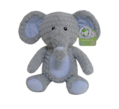 Spark Create Imagine Elephant 12'' Plush Stuffed Crinkle Rattle Baby Blue, Grey