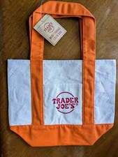 Trader Joe  s Crew Exclusive Mini Tote Bag Orange With Employee Tag