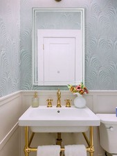 Tri Pol Polished Etched Frameless Bathroom Vanity Mirror