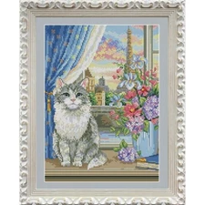 Counted Cross Stitch Kit Cat DIY