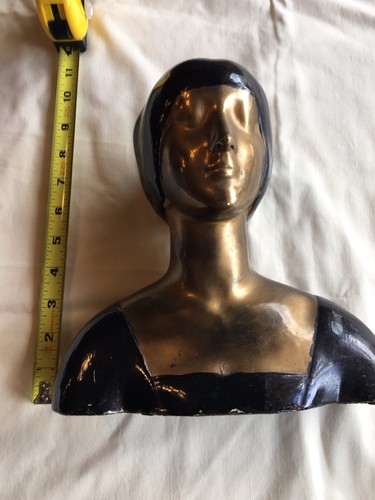 ANTIQUE ART DECO LADY BUST HEAD MASK STATUE SCULPTURE Original Nice - Picture 4 of 10