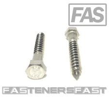 (5) 3/8 x 2-1/2" 316 Stainless Steel Hex Head Lag Bolts Lag Screws MARINE GRADE