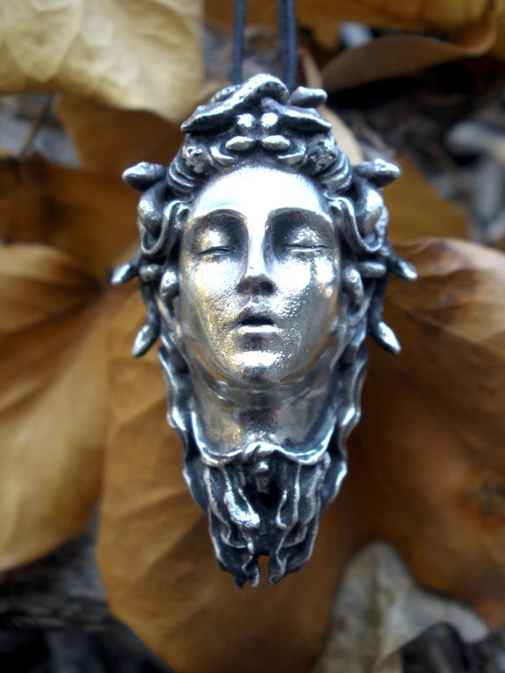 Ожерелье богини медузы, кулон из чистого серебра с медузой, богиня змеи - Изображение 2 из 4