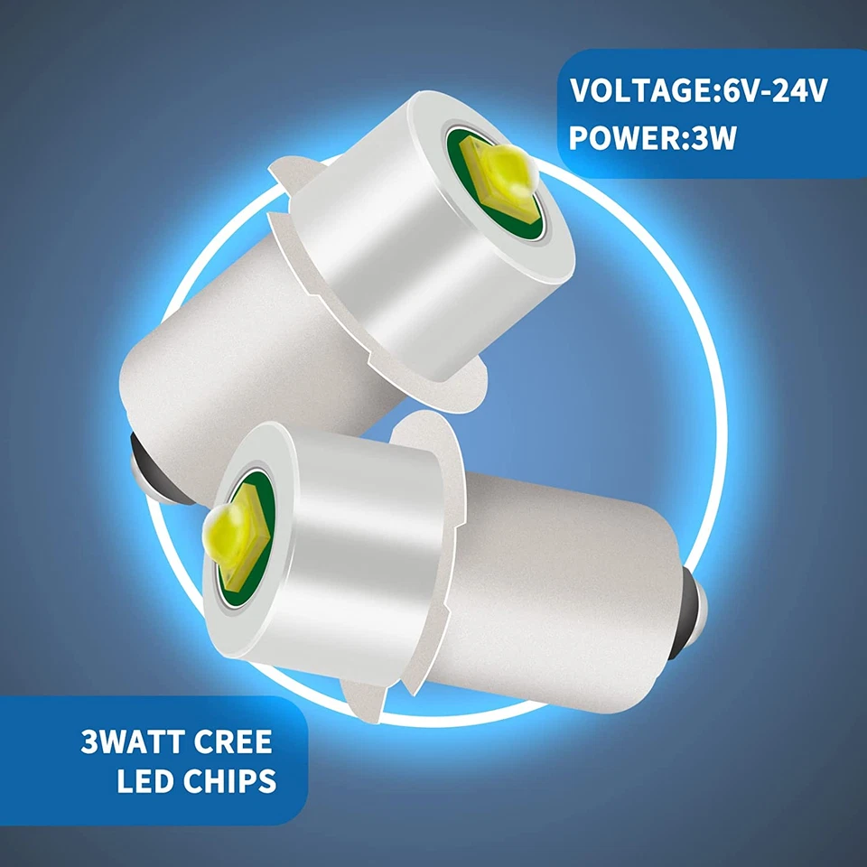 2 Pack LED Flashlight Replacement Bulb with 18V 12V 19.2V 6-24 Volt and 3W 247LM - Image 2 of 4