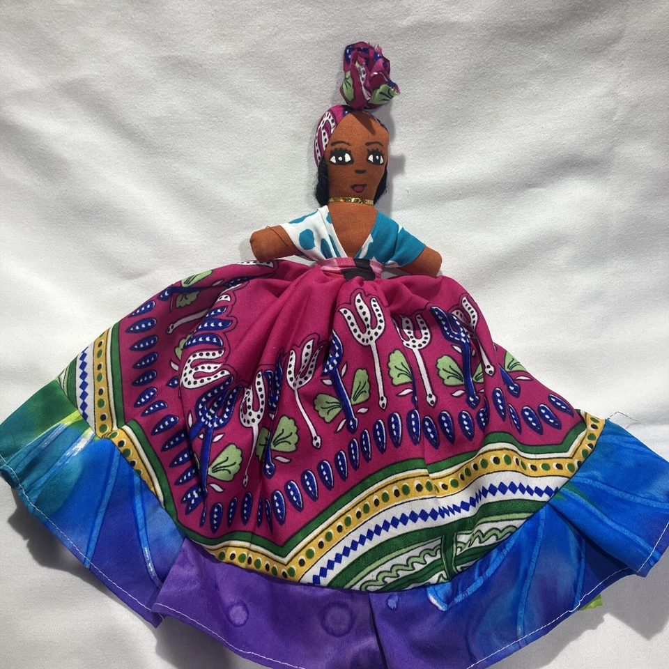 Handmade St. Maarten Reversible Caribbean Doll 12” - Image 2 of 4