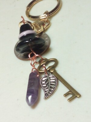Halloween Witch Hat Keychain Amethyst Key Spooky 1of1 Rare Crystal C7