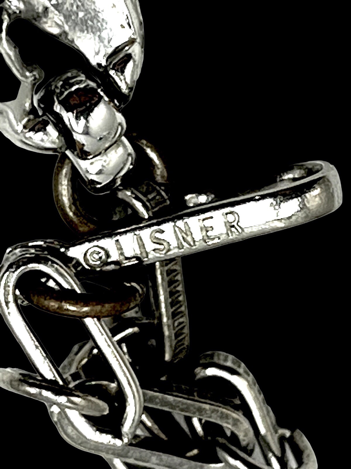 LISNER SILVER-TONE RUBY RED AB RHINESTONE FLOWER … - image 7