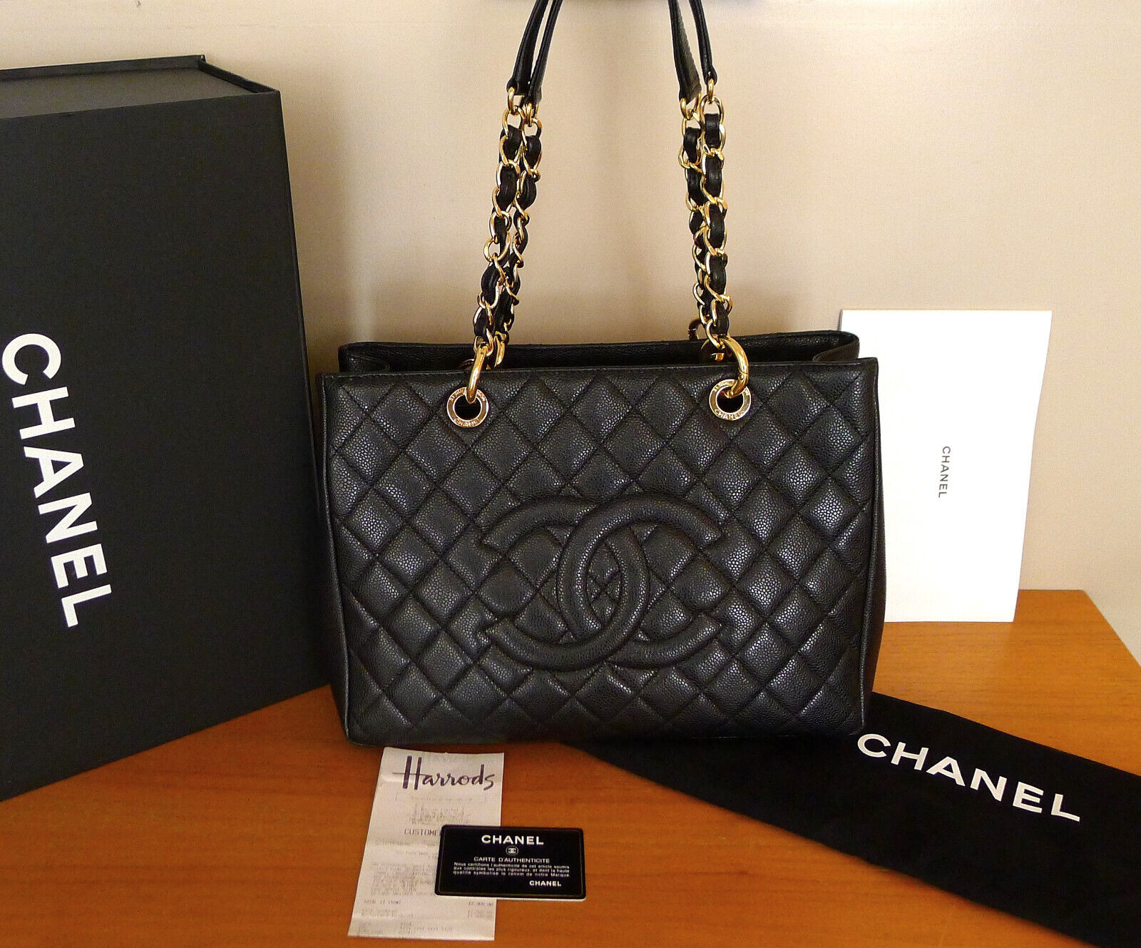 CHANEL Paris Grand Tote Shopping Bag Tasche Leder Caviar schwarz - Full Set