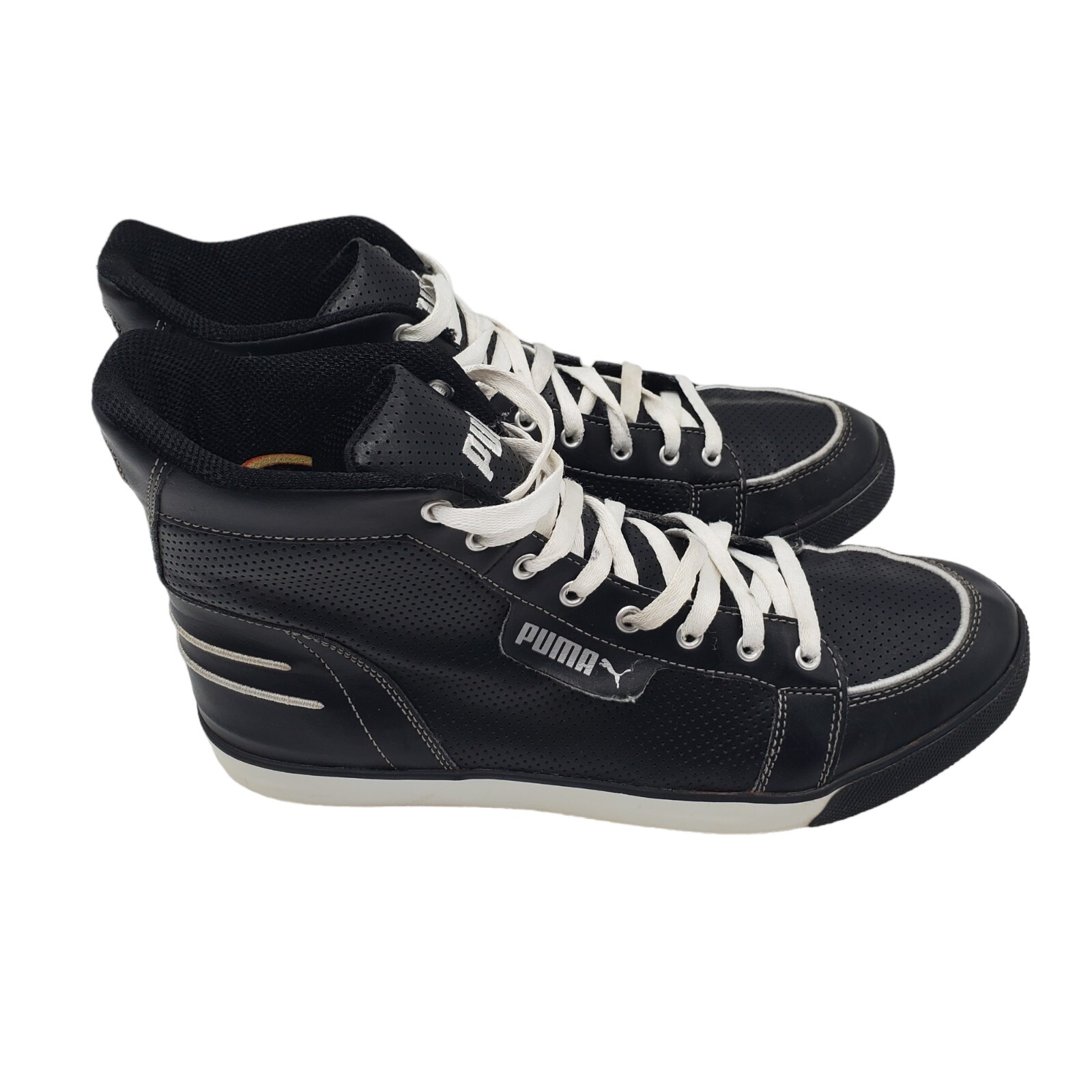 Puma Mens Hooper Mid Perforated 349472 08 Black Leather Basketball Shoes Sz 9.5 eBay