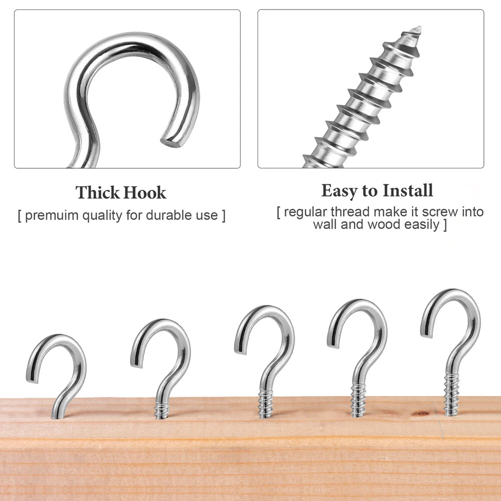 100Pcs Hooks for Hanging Plants Hooks for Hanging Screw Hooks Ceiling