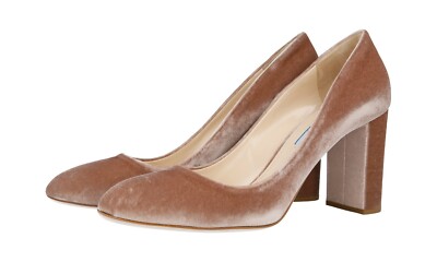 LUXUS PRADA SAMT PUMPS SCHUHE 1I701H BEIGE NEU 39,5 40 UK 6.5