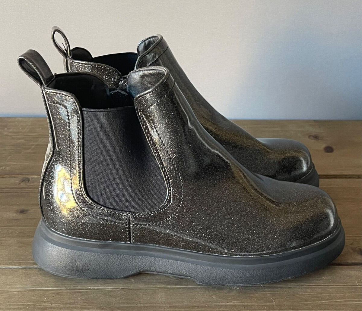 Chelsea Boots Size Girls Black Glitter Boots HARVEST LAND Little - Main Image