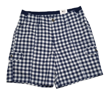 Style & Co. Women's Size 12 Blue Socket Zig Zag Stitch Check Mid Rise Shorts