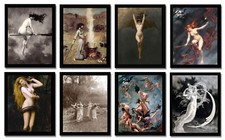 Powerful Women Witchy Gifts - 8 Gothic 8x10  Wiccan Wall Art Decor w. Frames