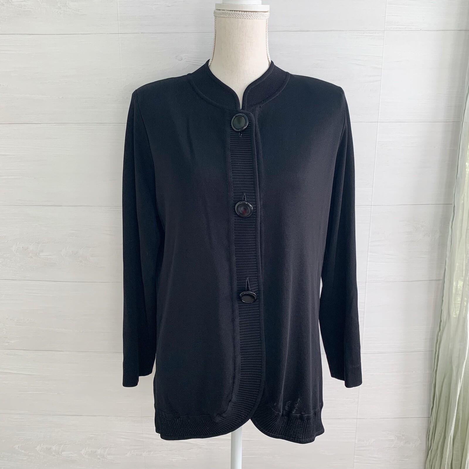 Exclusively Misook - Black button front cardigan … - image 1