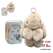 Bunnylulu Keychain with Box, Bunny Keychain with Tin, BunnyCute Plush Key Khaki