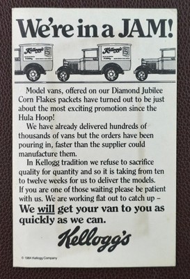 1984 Kellogg's Diamond Jubilee Model Van Promotion Entschuldigung Postkarte
