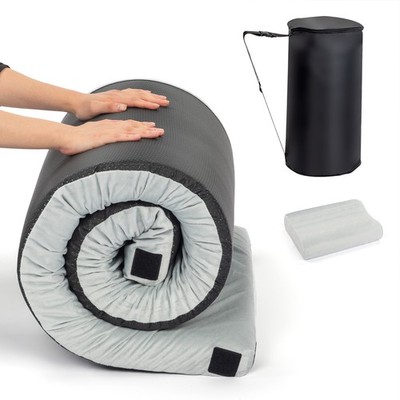 Portable Memory Foam Camping Mattress Floor Mat Roll Up for Guests Kids Adult