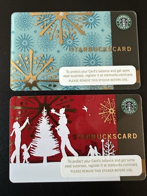 2 x Starbucks Card USA 2006 Christmas ''Tree Lighting / Shimmering Snowflakes'' #2
