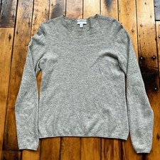 Charter Club Women s Small 100 Cashmere Sweater Gray 2 Ply Crewneck Soft Flaw