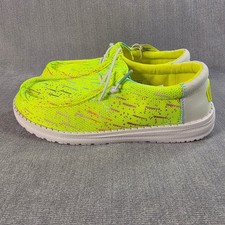 NWT Hey Dude Wally Y Party Mesh Kids 4 Lime Punch White New 43275-3T1 Slip On