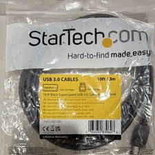 StarTech.com SuperSpeed USB 3.0 A Male to B Male Cable 10ft Black USB3SAB10BK