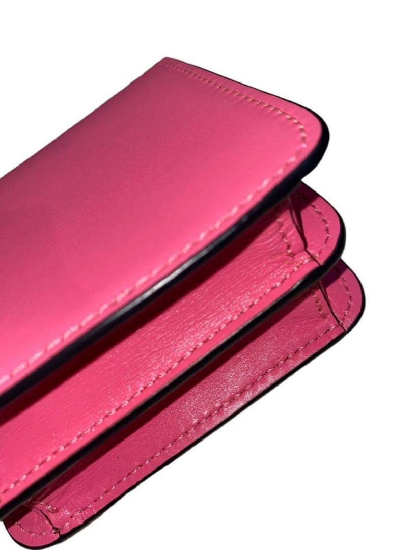 VALENTINO Women V-Sling Compact Chain Wallet bag Leather Pink Gold Chain thumbnail 8