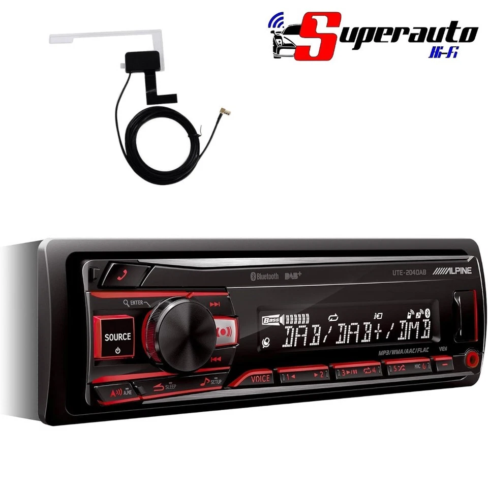 ALPINE UTE-204DAB AUTO RADIO STEREO BLUETOOTH MICROFONO ESTERNO USB ANTENNA DAB - Immagine 3 di 4