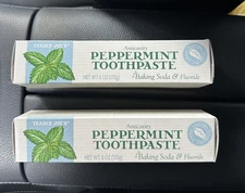 2-pack Trader Joes Peppermint Toothpaste Baking Soda Fluoride Exp 11/24