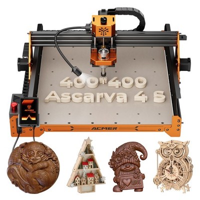 ACMER Ascarva 4S 70W CNC Router Milling Machine 400x400mm Touchscreen Control