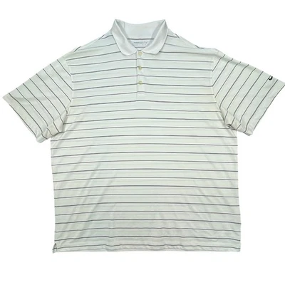 Nike Golf White Striped Dri-FIT Short Sleeve Polo Shirt Mens 3XL - Image 1 of 4