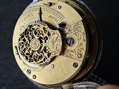 Antik London Spindel Taschenuhr Silber Doppelgehäuse - Spz4 - Picture 18 of 24