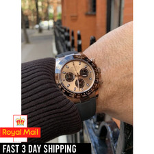 Oysterflex Rubber Strap with Clasp for Rolex -20mm Black Rose Gold Strap Stylish