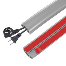 3.3FT Floor Cord Cover, 0.43" W x 0.28" H Cord Hider, Grey