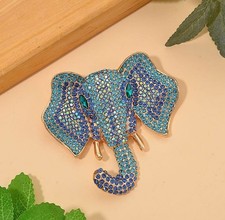 Austrian Multi Color Crystal Elephant Head Br...