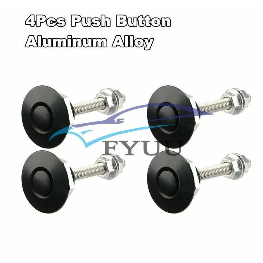 4 piezas mini pestillos de liberación rápida de aluminio para capó de coche pasadores de botón bloqueo de capó Foto 2 de 4