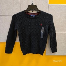 Polo Ralph Lauren Cable Knit Sweater Black Kids Size 6