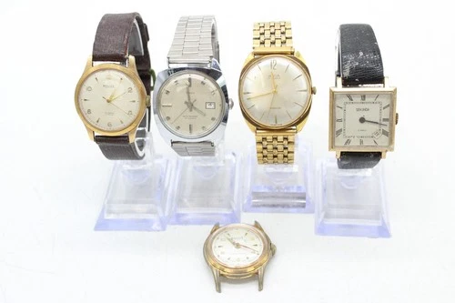 F x5 Vintage Gents Manual Wind Running Wristwatches Inc Sekonda, Timex Etc