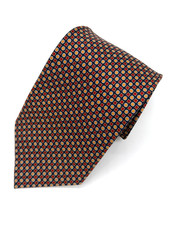 Corbata de seda Marco Laurenti Italia azul rojo dorado geométrica Lavorazione Artigianale 62