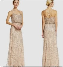 Adrianna Papell Women's Pink Beaded Blouson Gown Dress Size 16 NWOT